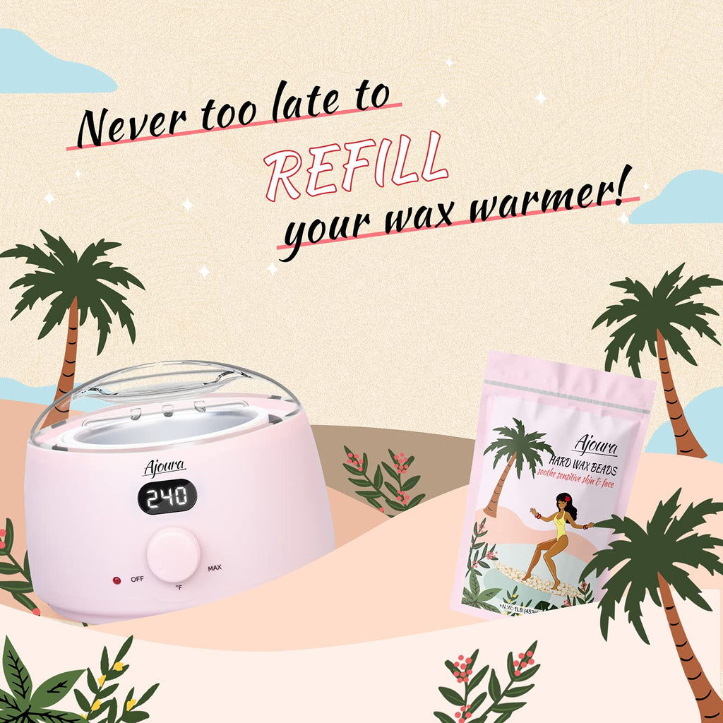 Ajoura 1 lb Refill Hard Wax Beads for Hair Removal, Brazilian Coarse Waxing | Bikini, Face, Eyebrow, Back, Chest, Legs, Armpit, At-Home Waxing Beans for Women Men