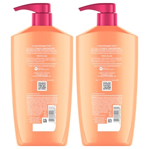 L'Oreal Paris Elvive Dream Lengths Shampoo and Conditioner Set, Seals Split Ends, Hydrating & Strengthening Hair Repair, Fine Castor Oil and Vitamins B3 and B5, 56 Fl Oz Set