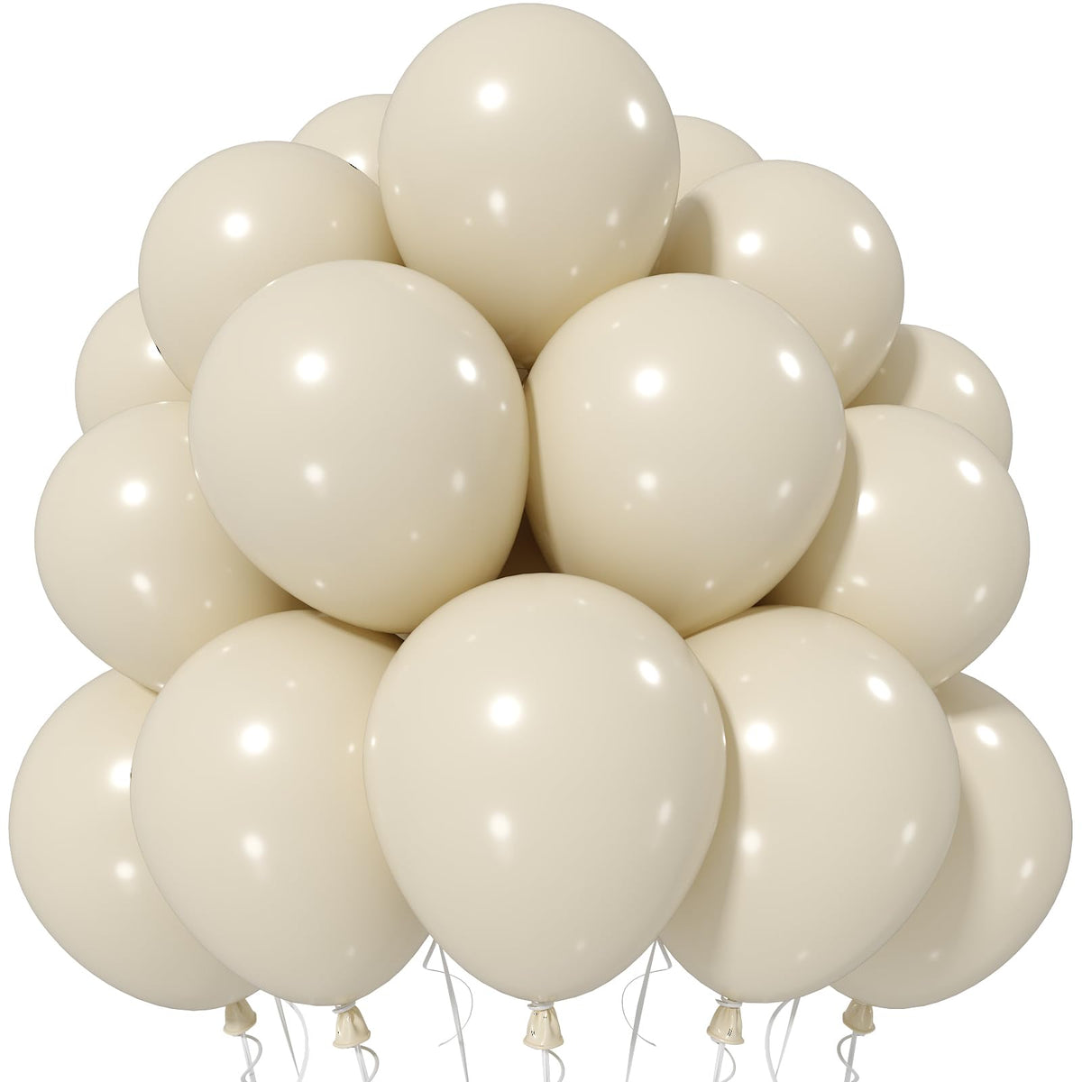 Jobkoo Sand White Balloons 12 Inch, 50 Pcs Boho Beige Cream Latex Balloon | Matte Retro White Sand Neutral Helium Balloons for Birthday Wedding Baby Bridal Shower Wedding Anniversary Party Decoration