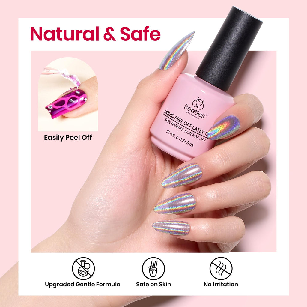 Beetles Liquid Latex for Nails 15 ml Peel-Off Nail Polish Cuticle Guard | Plastic Care Stick Nails Design Air-Dry Barrier for Protector Fingers