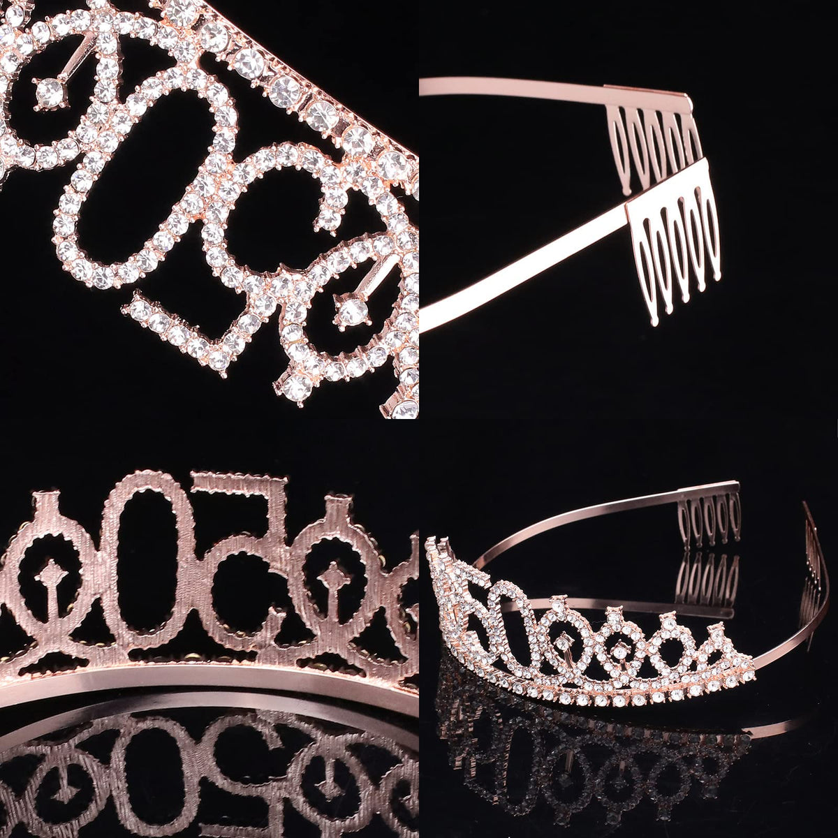 CIEHER 50th Birthday Crown & Sash Pearl Pin, 50th Birthday Decorations | 50 & Fabulous Sash 50th Birthday Crown for 50th Birthday Gifts for Women Friends