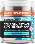 SimplyVital Face Moisturizer Retinol Collagen Hyaluronic Acid Cream 1.7 oz | Anti-Aging, Moisturizer Face Cream for Women & Men, Visibly Firming, Hydrating Neck Care, Day & Night Skin Care, Silky Feel