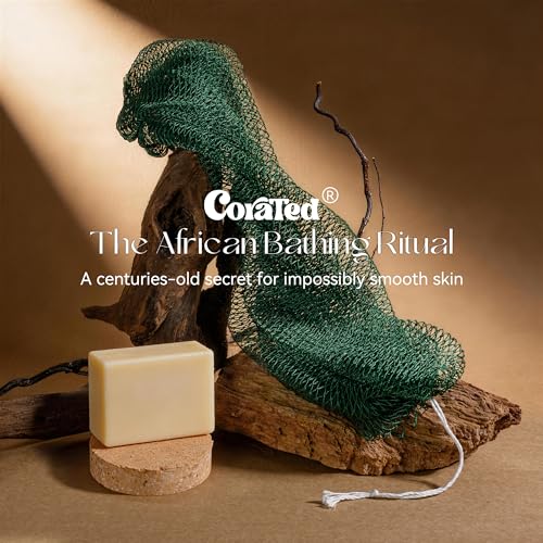 CORATED African Net Sponge Authentic, Shower Loofah Exfoliating Bath Sponge | Body Scrubber for Women and Men Daily Use Body Care, Travel Portable Bath Accessories Spa Gifts