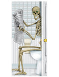 Beistle Skeleton Restroom Door Cover Halloween Decoration, 5 Ft x 30 in | Skeleton restroom door cover creates a spooky bathroom scene for Halloween parties, haunted houses and seasonal displays