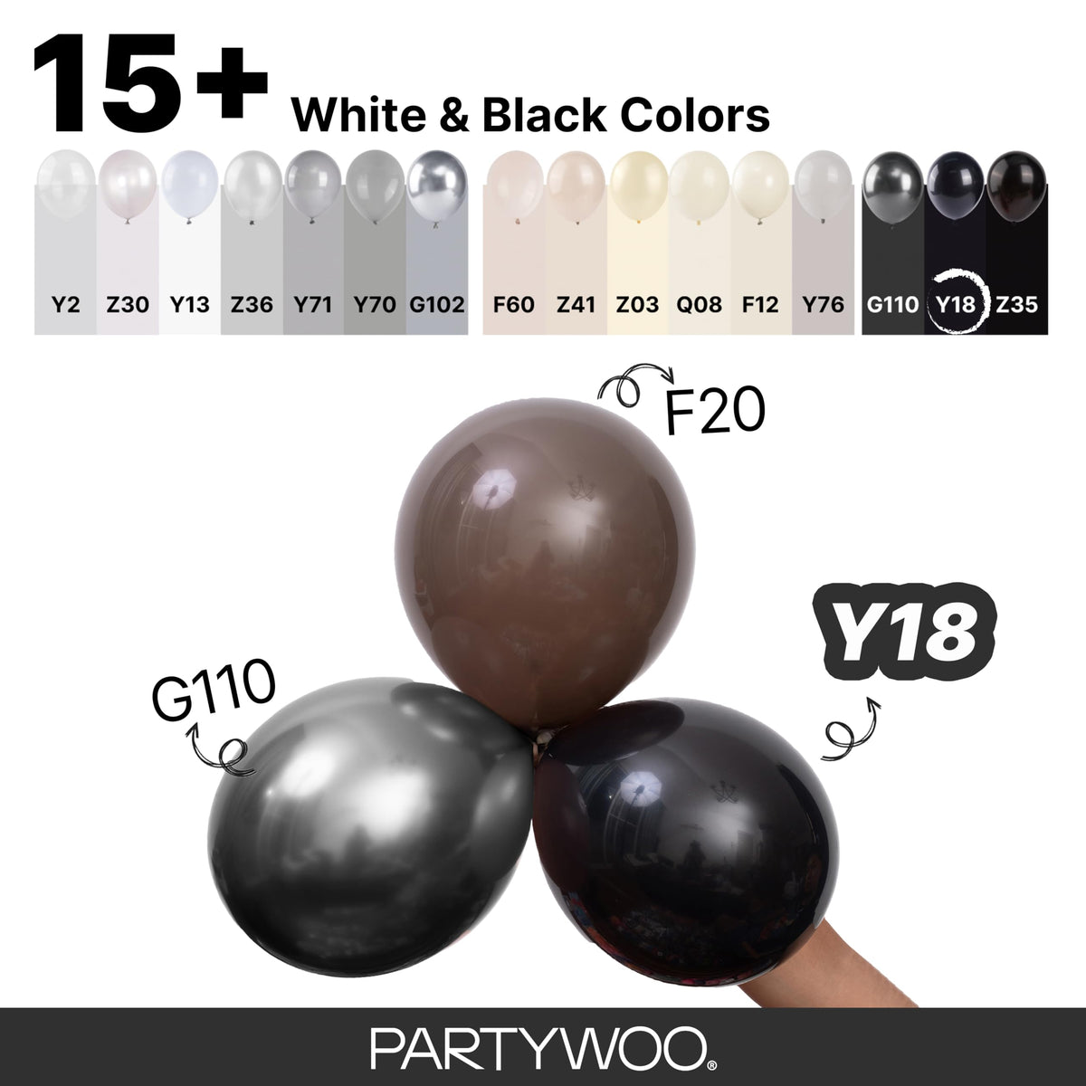 PartyWoo Black Balloons 152pcs Different Sizes of 18 12 10 5 Inch | Balloons for Baby Shower Birthday Graduation Casino Gaming Anniversary Race Car Baby Party Decorations Black-Y18