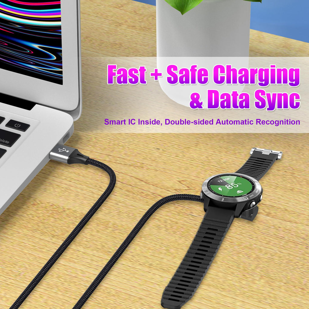AGVEE 2 Pack 3.3ft Charger for Garmin Watch, L-Shape Charging Cable | For Approach, BarkLimiter, D2, Enduro, Epix, Fenix, Forerunner, Instinct, Quatix, Tactix, Venu, Vivoactive, Vivomove