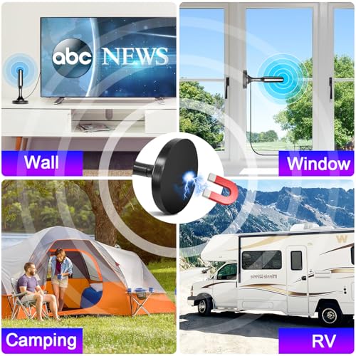 HIDB TV Antenna for Smart TV Indoor, Digital TV Antenna for Local Channels | OTA Digital HD Signal Antenna with Magnetic Base and 10ft Cable for Easy Setup