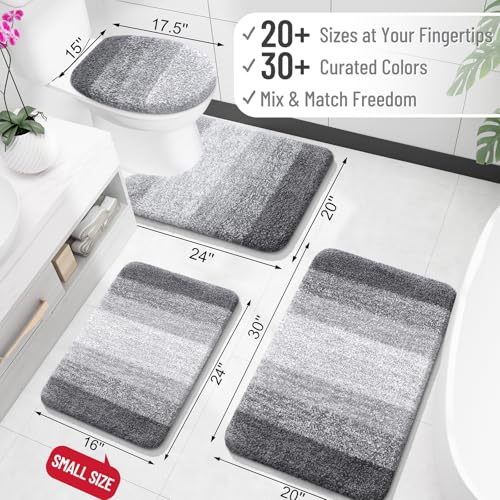 OLANLY Bathroom Rugs Mat 30x20, Extra Soft Absorbent Microfiber Bath Rugs | Grey, Non-Slip Quick-Drying Rubber Backing, Machine Washable Plush Bath Mat for Floor, Tub and Shower, Home Decor Accessories