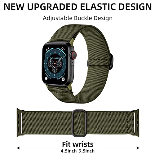 DaQin 3 Pack Stretchy Solo Loop Compatible with Apple Watch Bands Men Women | Soft Nylon Band 49mm 46mm 45mm 44mm 42mm, Braided Elastic Sport Strap for iWatch Series 12 11 10 9 8 7 6 5 4 3 2 1 SE Ultra