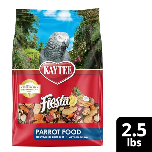 Kaytee Fiesta Parrot Food for Large Birds, 2.5 Pounds | Fun feeding. Bird food with fruits, veggies, grains. Bird seeds, shapes and textures for natural foraging