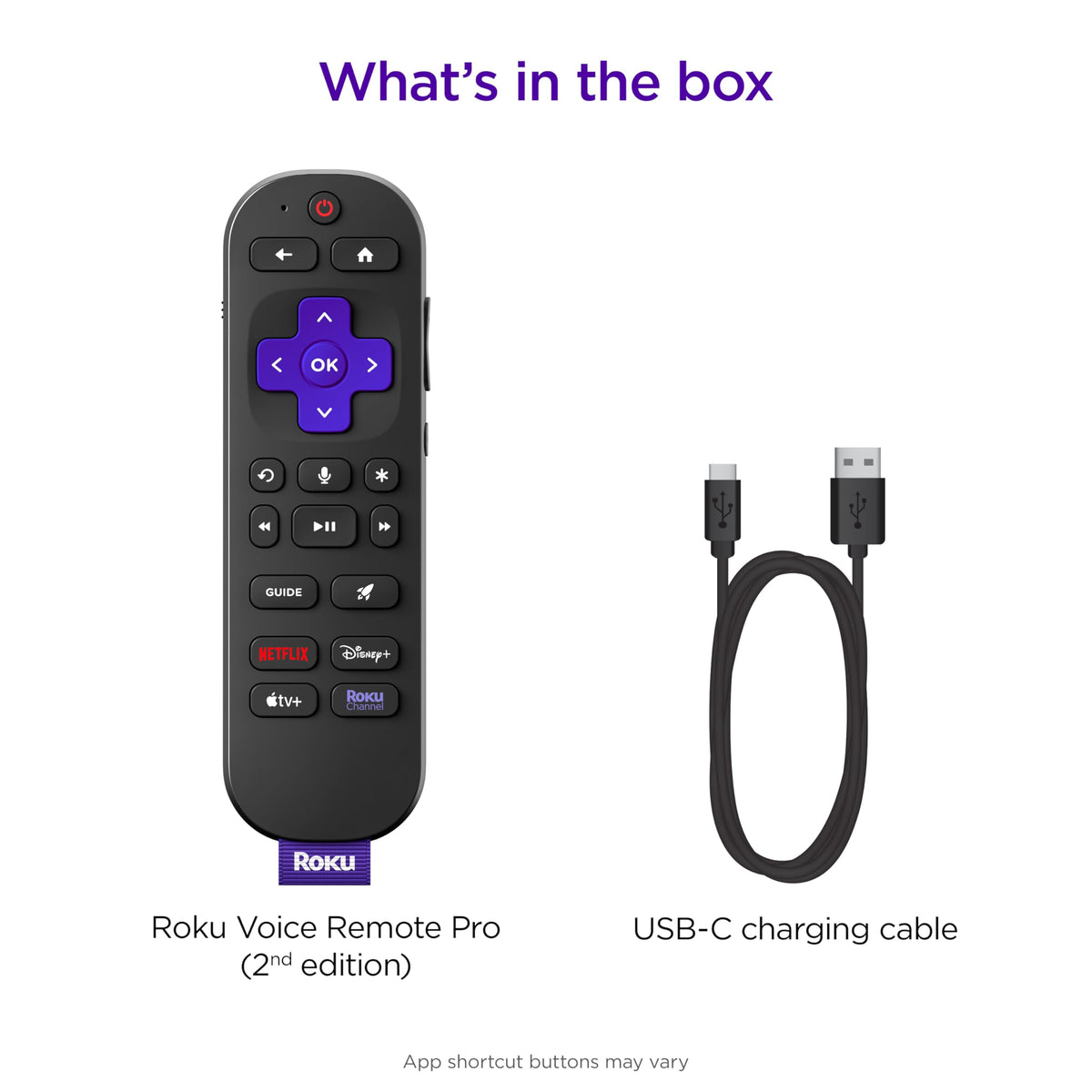 Roku Voice Remote Pro (2nd Ed.), TV Remote Control with Backlit Buttons | Hands-free Voice Controls, Rechargeable, & Lost Remote Finder - Replacement Compatible with All Roku TV, Players & Audio