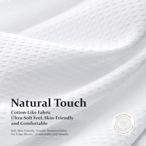 Dynamene Waffle Shower Curtain 256 GSM Heavy Duty Fabric 72"x72" White | Thick Textured Cloth, Weighted Hem, Water Repellent Washable, Hotel Luxury Polyester Shower Curtain Set for Bathroom 12 Hooks