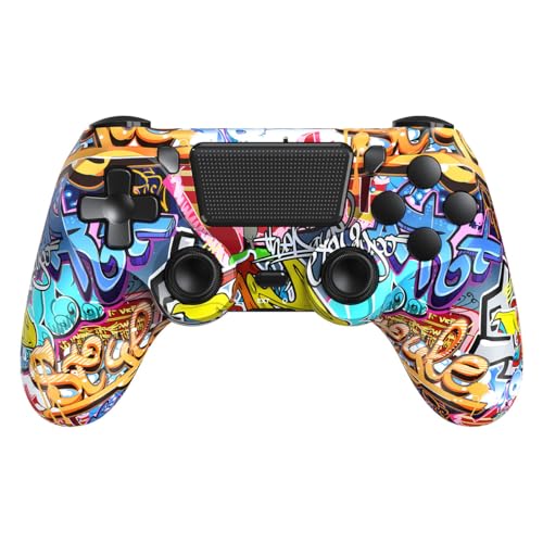 TIANHOO Wireless Controller Compatible with PS4/Pro/Slim | with Vibration Feedback, Motion Sensing, Touchpad, Light Bar, Share, 3.5mm Headphone Jack(Graffiti)