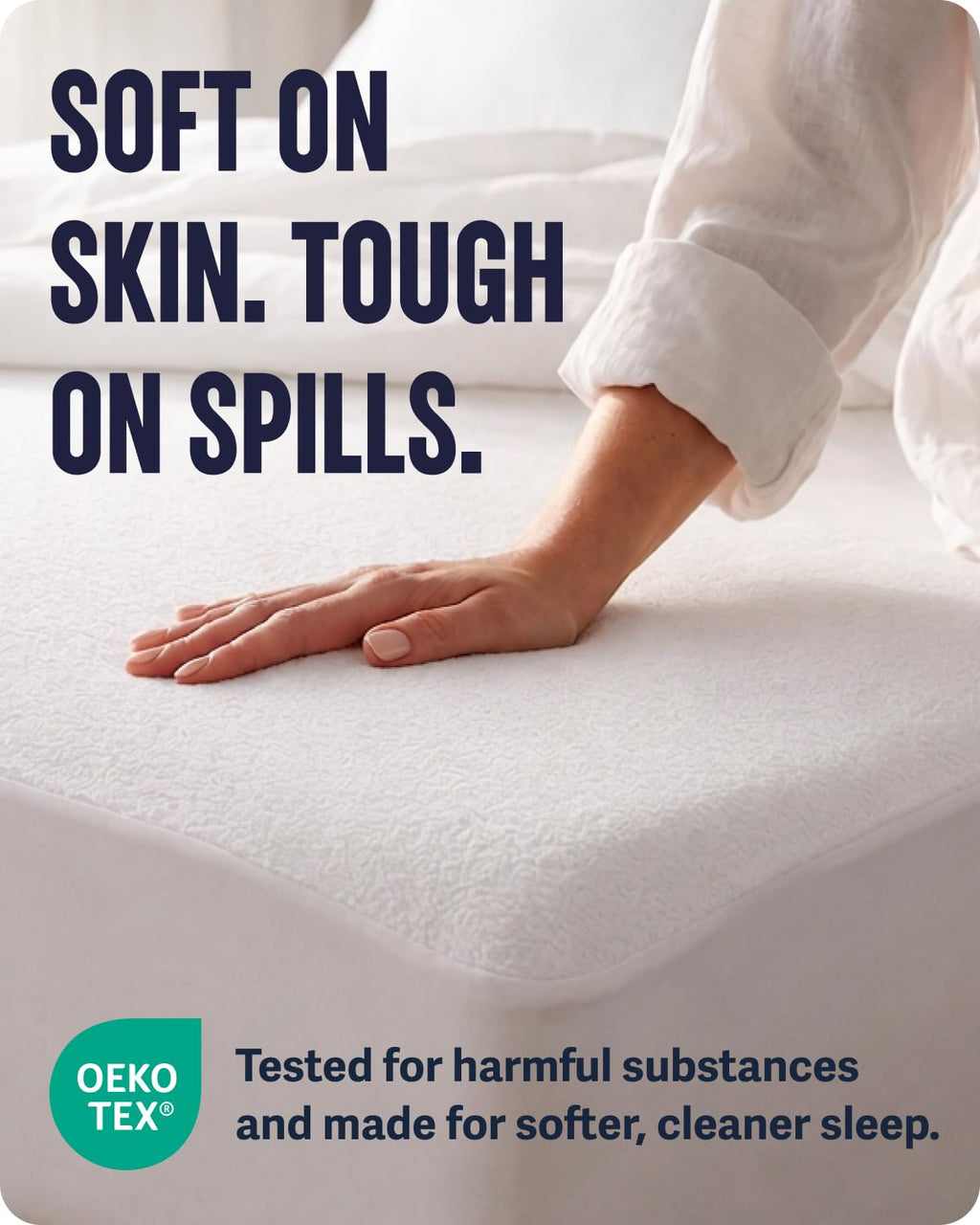 SafeRest Waterproof Queen Size Mattress Protector | Fitted with Stretchable Pockets, Machine Washable, Cotton Blend Mattress Cover for Bed