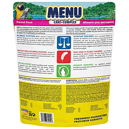 Vitakraft Menu Parrot Food 5 lb. | Nutrient-Rich Seed Blend, Natural Foraging Mix, Daily Diet Formula, Resealable Bag, 5 lb Pack