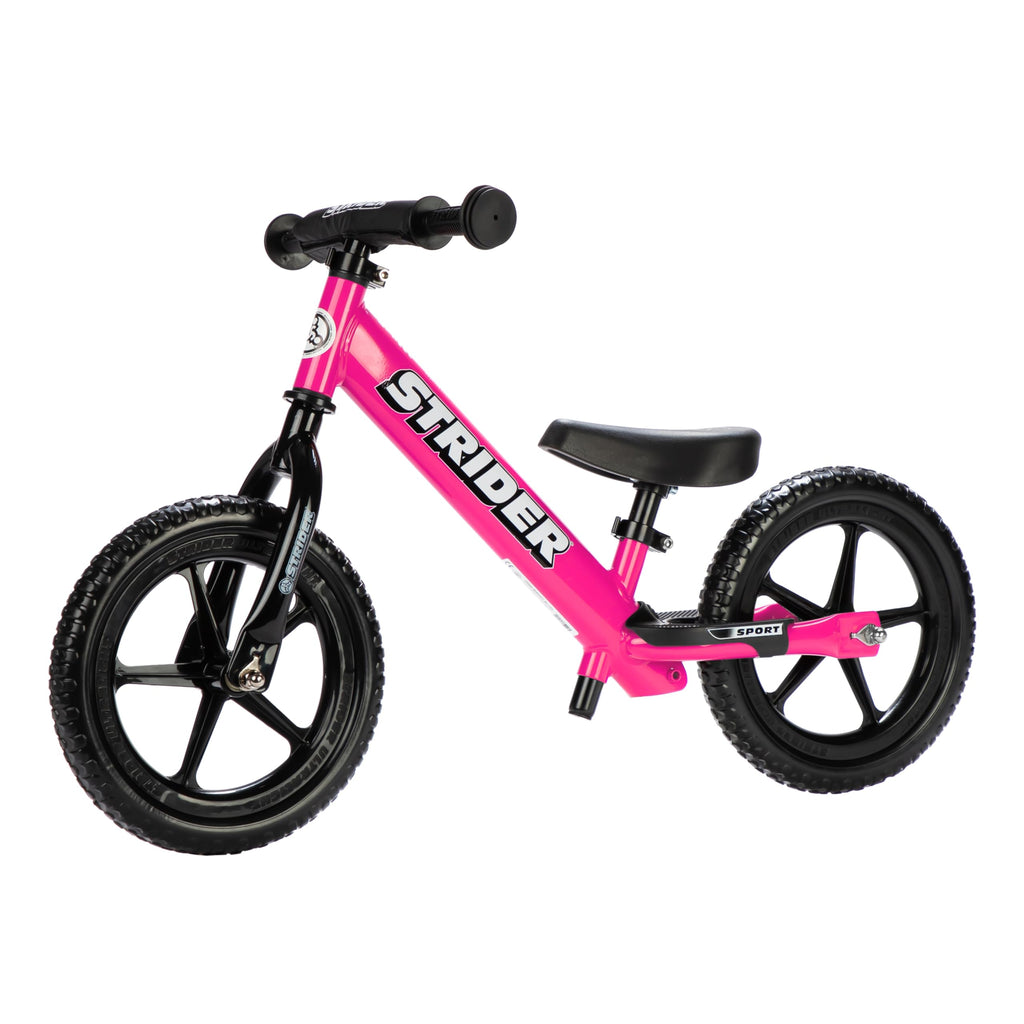 Strider 12 Sport, No Pedal Balance Bike for Kids Ages 1–4 Years, Pink | No-Pedal Balance Bike for Toddlers, Safety Pad, Adjustable Seat and Handlebars Lightweight Frame, Never-Flat Tires