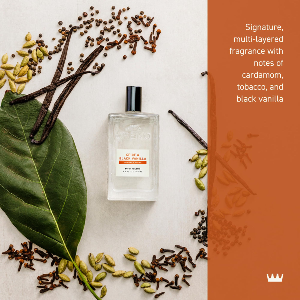 Cremo Cologne For Men - Spice & Black Vanilla Mens Cologne Spray, An Explosion of Vibrant Spices, Dark Woods and Black Vanilla, Multi-Layered Signature Men's Fragrances, 3.4 Fl Oz