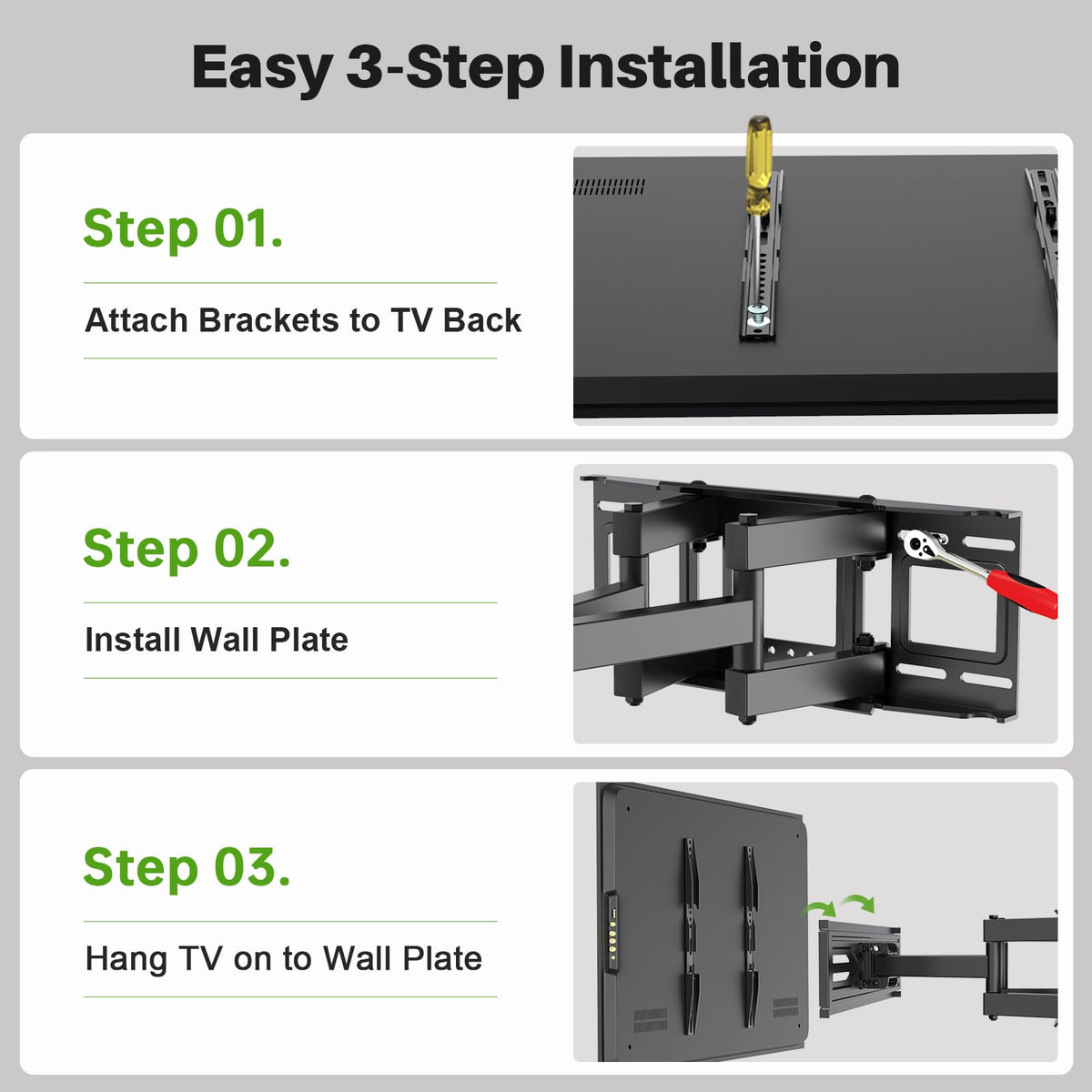 USX MOUNT Full Motion TV Wall Mount for Most 32-70 inch TVs up to 99 lbs, Wall Mount Bracket with Dual Articulating Arms, Swivel, Tilt, Max VESA 400x400mm, TV Mount Fits 12”/16” Wood Studs