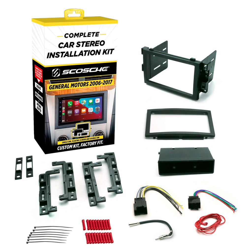 Scosche ICGM10BN Complete Double/Single DIN Stereo Installation Kit for Select Non-Amplified 2006-17 General Motors Vehicles - No Steering Wheel Remote - See Fit Guide in Images to Verify Your Vehicle