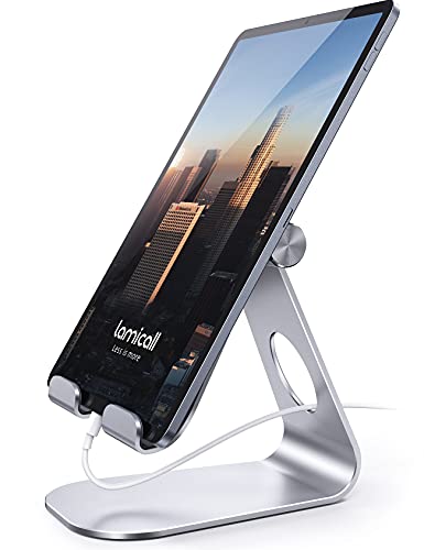 Lamicall iPad Stand Adjustable Tablet Holder, Sturdy Aluminum, Multi-Angle | Dock Stand for 4-13" iPad Pro Air Mini Kindle Tab Switch, All Aluminum Metal, Multi-Angle, Sturdy, Office Desk Accessories
