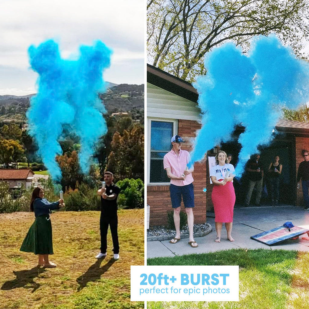 PrimePure Gender Reveal Confetti Cannon, Biodegradable Blue Powder, 2 Pack | Biodegradable Powder Cannon Smoke Bombs, Ideal for Outdoor or Indoor Baby Boy Gender Reveal Party & It's a Boy Baby Shower