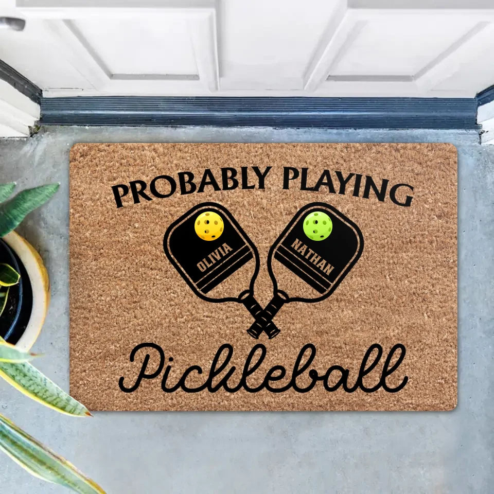 Personalized Pickleball Couple Doormat - Gift Idea For Couple - Probably Playing Pickleball