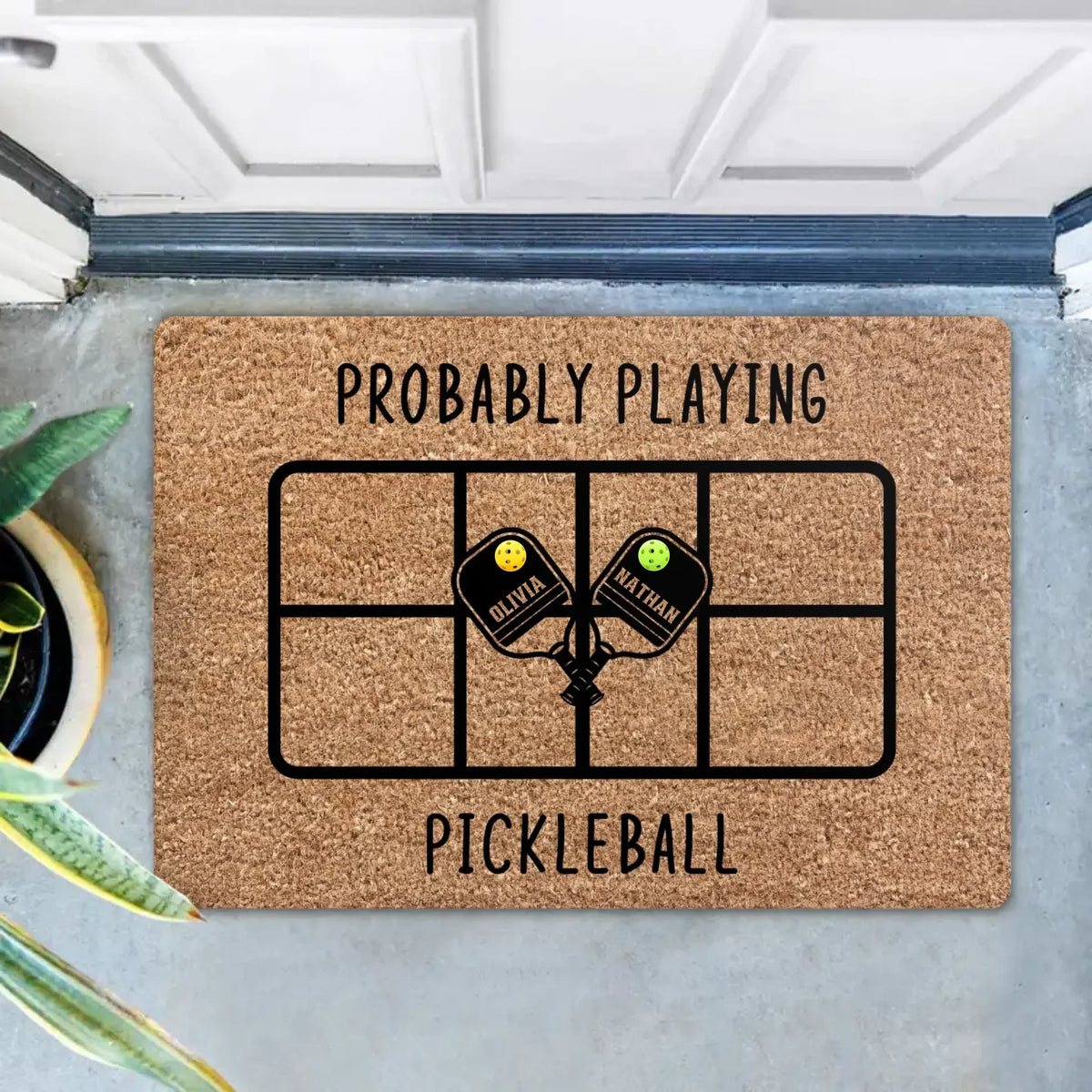 Personalized Pickleball Doormat - Playing Pickleball Court Anniversary Housewarming Gift
