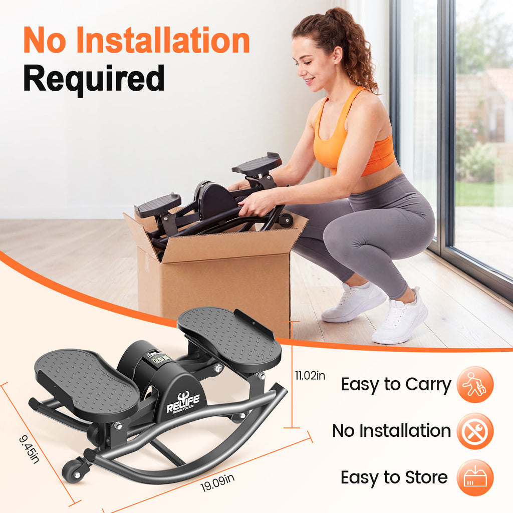 Rocking Stepper Machine with Resistance Bands for Exercise at Home
