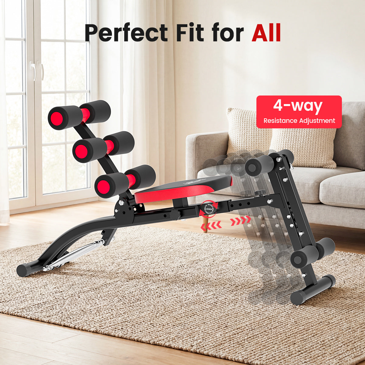 RELIFE REBUILD YOUR LIFE Foldable Ab Machine for Home Gym, Adjustable Ab Trainer & Sit Up Bench, Compact Core Workout Chair for Daily Fitness