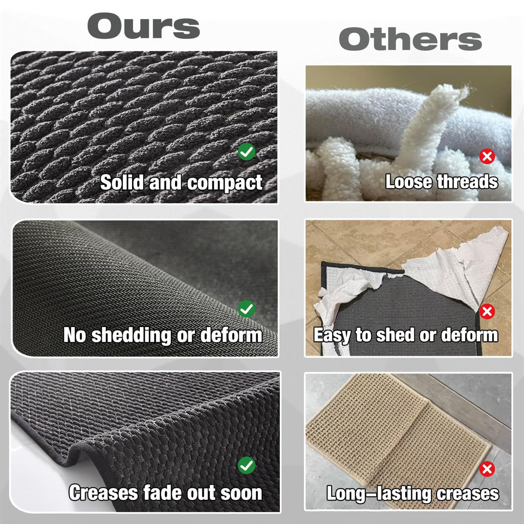 TYUU Bathroom Rugs Non Slip Washable, Super Absorbent Thin Bath Mat Small Quick Dry Low Pile Bathroom Rug, Dark Grey 16"x24"