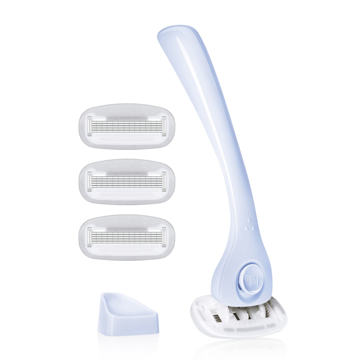 Billie Razors for Women, Cool Blue - 1 Handle, 4 Refills & Magnetic Holder | 5 blade womens razors for sensitive skin, Surrounded by aloe shave soap, Ergonomic handle, Pivoting head, Magnetic Holder