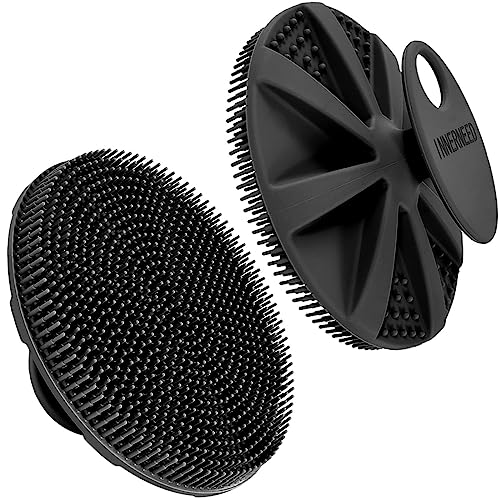 INNERNEED Food-Grade Soft Silicone Body Scrubber Shower Brush, Black