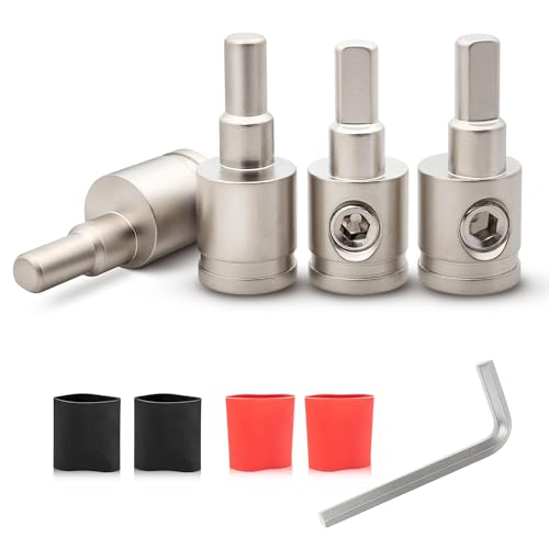 NuIth Amp Input Reducer 0 Gauge to 4 Gauge, 4PCS Car Audio Amplifier Wire Terminal Connectors Brass with Heat Shrink Tubing Allen Key for Amp Input, AWG Pin Power & Ground Connection