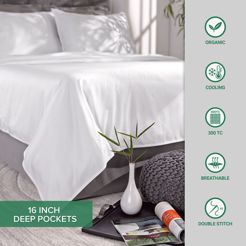 Pure Bamboo King Sheets, Genuine 100% Organic Viscose Derived from Bamboo Bed Sheet Set, Luxuriously Soft & Cooling, Double Stitching, 2 Year Quality Promise (King, Ivory)