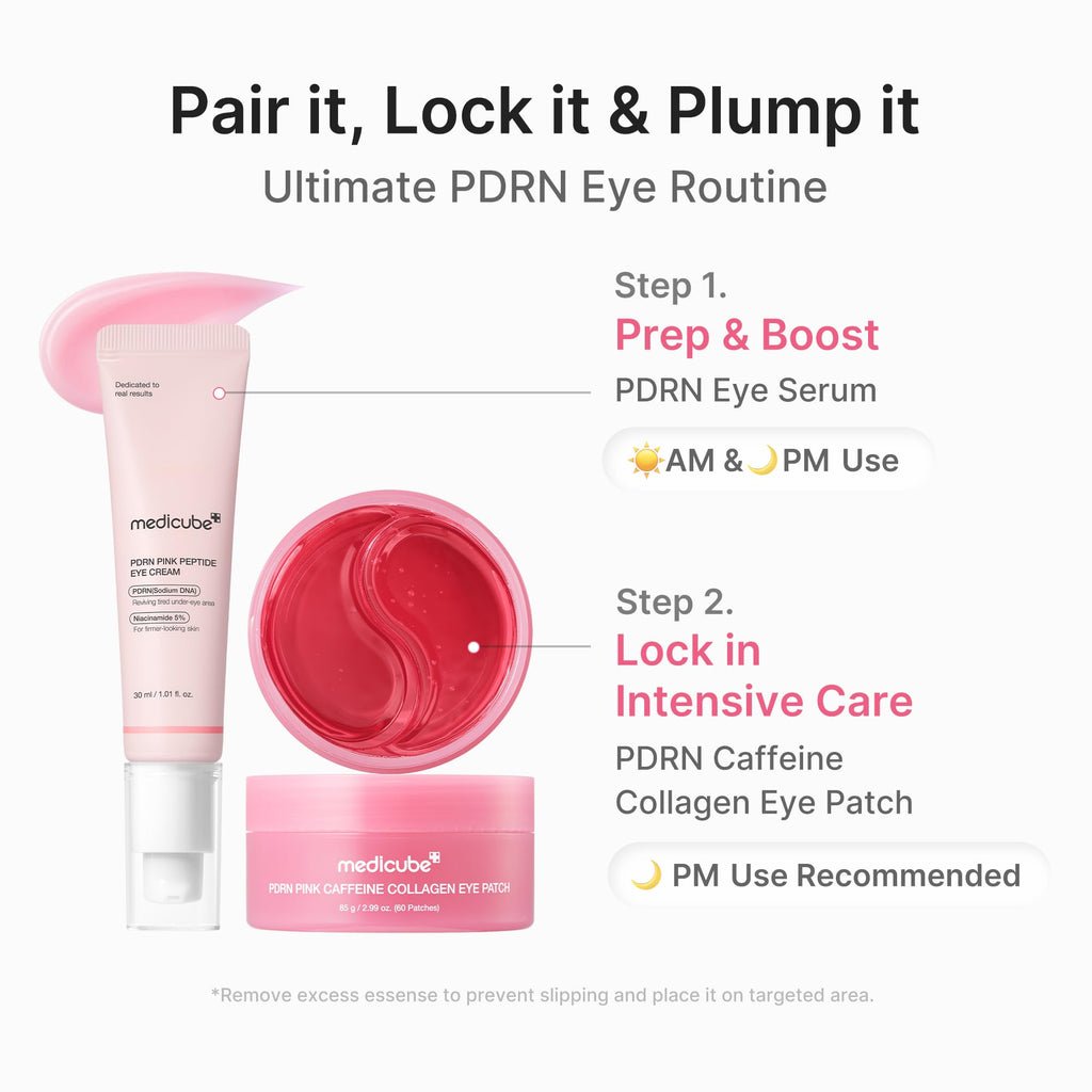 medicube Hydrogel Eye Patches with PDRN, Caffeine & Collagen (60 Counts) | PDRN Retinol & Collagen Gel Mask - Eye Patches for the appearance of Dark Circles, Undereye Bags & Firming, Korean Skincare