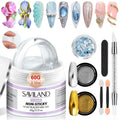 SAVILAND 60g Solid Builder Nail Gel Non-Sticky Sculpting Gel for Nail Art | 3d Sculpting Molding Gel for Carving Pattern Extension, Clay like Texture with Sequins Chrome Powder, Nail Art Home Manicure