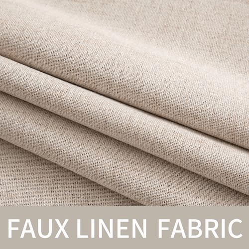 MIULEE 100% Blackout Linen Curtains for Bedroom 52x84 Inches Natural Beige | Room Darkening, Light Blocking, Thermal Insulated, Grommet Top, Linen Textured, Window Curtains for Living Room, 2 Panels