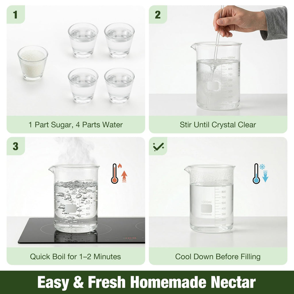Kingsyard 2-Pack Glass Hummingbird Feeder for Outdoors Hanging, 10 oz Leak-Proof Humming Bird Feeders with Ant Moat & Bee Proof Feeding Ports, Hummingbird Gift for Bird Lovers (Clear)