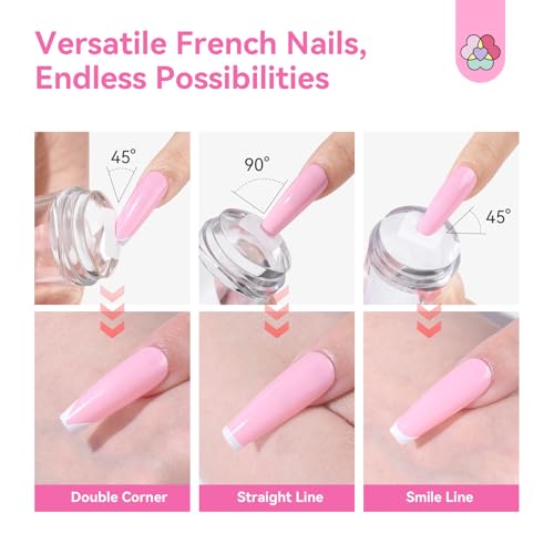 SAVILAND French Tip Tool Silicone Nail Stamper 4PCS | Long & Short Silicone Nail Stamp with Scrapers, Fast Easy French Nails, Nail Stuff for French Manicure Home DIY Salon