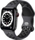 Lerobo Sport Band for Apple Watch Bands 44mm 45mm 46mm 42mm 49mm Men Women | Soft Silicone Breathable Waterproof Strap for iWatch Series 12 11 10 9 8 7 6 5 Ultra 4 SE 3 2 1, Gym Workout Wrist Band Black