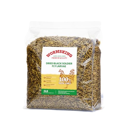 WORMSKING 5LB Dried Black Soldier Fly Larvae for Chickens | More Calcium Than Dried Mealworms, High Protein Poultry Treats, Duck Food, BSFL
