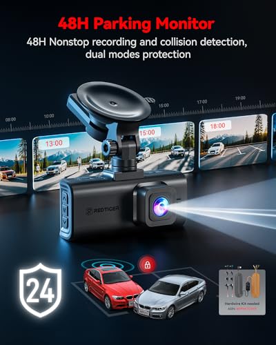 REDTIGER 4K STARVIS 2 Dashcam Front Rear, 5GHz WiFi 20MB/s, Free 128GB Card | Voice Control, Touch Screen, GPS, Loop Recording, Parking Mode, Audio Recording, WDR Night Vision, Supercapacitor(F7N Touch)