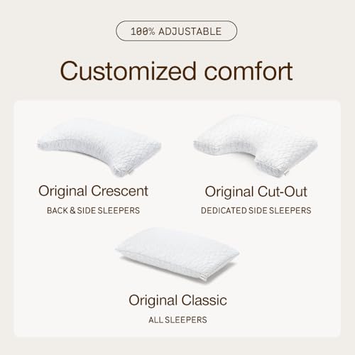 Coop Home Goods Original Adjustable Pillow, Queen Size Bed Pillow for Sleeping, Cross Cut Memory Foam Pillow - Medium Firm Back, Stomach and Side Sleeper Pillow, CertiPUR-US/GREENGUARD Gold