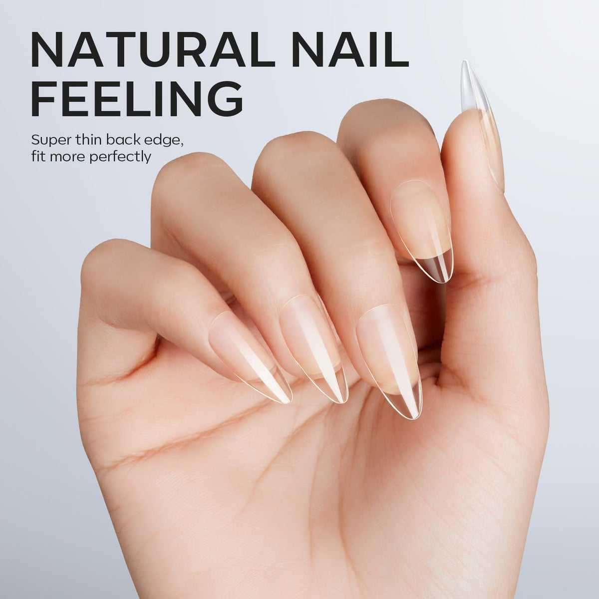 Modelones Almond Nail Tips 510pcs Medium Clear Soft Fake Press On Nails Tip | Pre Etched Half Matte Full Cover Clear Acrylic Gel False Press on Extension