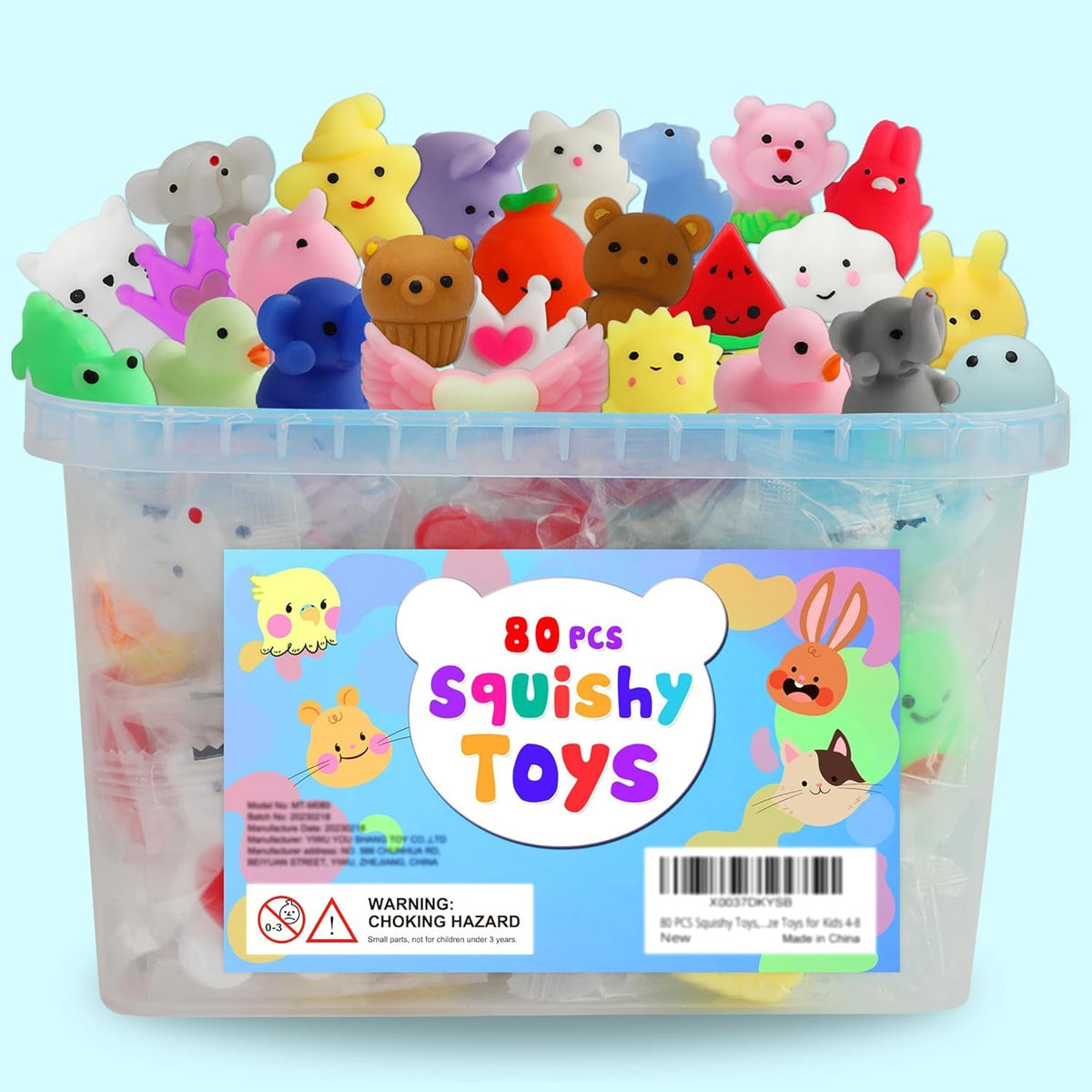 80 Pcs Party Favors for Kids 4-8, Kawaii Squishies Mochi Squishy Toys Bulk | Fidget Sensory Toys Birthday Gifts for Boys Girls, Easter Egg Fillers Treasure Box Toys Classroom Prizes Goodie Bag Stuffers