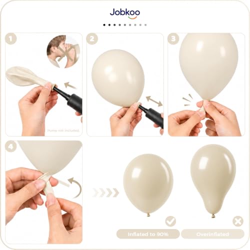 Jobkoo Sand White Balloons 12 Inch, 50 Pcs Boho Beige Cream Latex Balloon | Matte Retro White Sand Neutral Helium Balloons for Birthday Wedding Baby Bridal Shower Wedding Anniversary Party Decoration