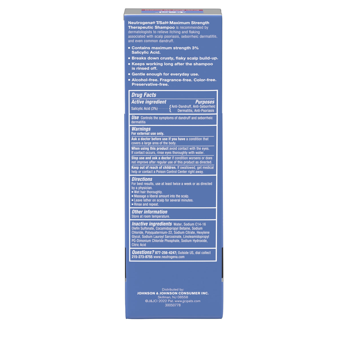Neutrogena T/Sal Shampoo, Therapeutic Dandruff Control, 4.5 Fl. Oz | Scalp Build-up Shampoo, 3% Salicylic Acid, Scalp Psoriasis Treatment, Seborrheic Dermatitis Shampoo, Fragrance Free