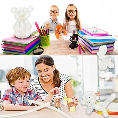 LXZFCRG 260 Balloons Clear Long Skinny Latex Balloon for Balloon Animals, 100Pcs Twisting Ballon Shine for Balloons Arch Party Supplies Weddings Birthday (Clear)