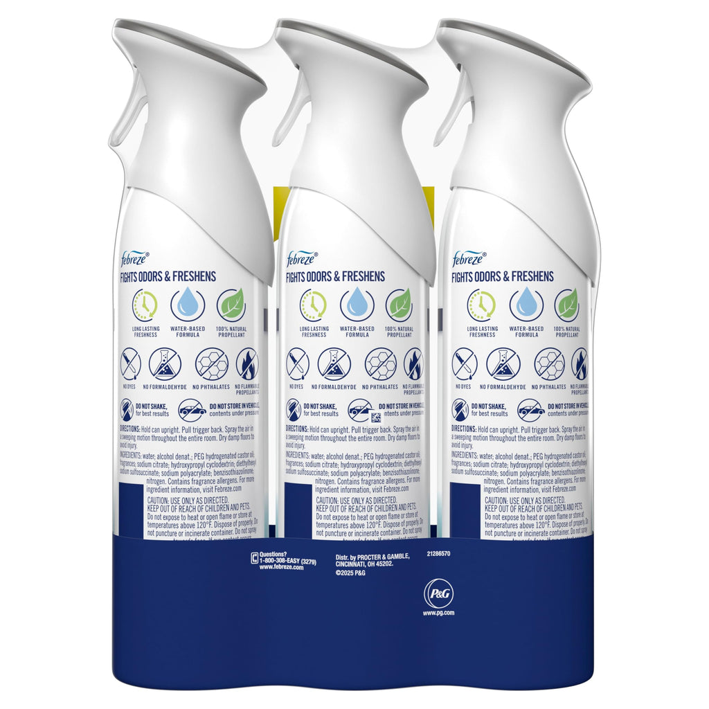 Febreze Air Mist, Air Freshener Spray, Odor Fighting Room Spray, Deodorizer for Home Bathroom Kitchen Office Apartment Dorm Room Classroom, Heavy Duty Crisp Clean Scent, 8.1oz (Pack of 3)