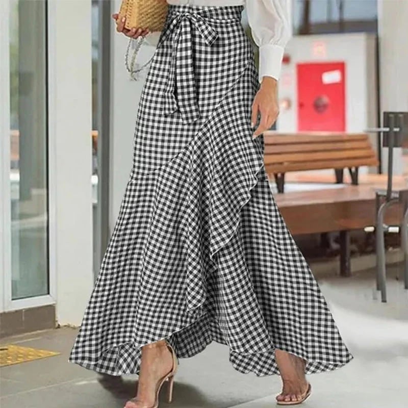 ⏰🔥LIMITED TIME 50% OFF!🔥Women's High-Waist Asymmetrical Ruffle Maxi Skirt